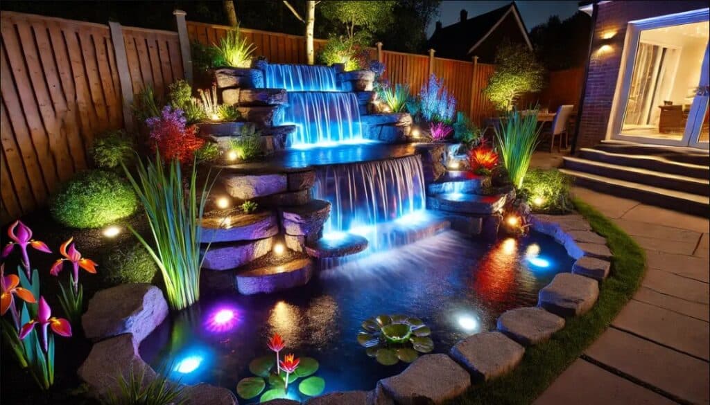 Guide for Installing Contemporary LED Lit Waterfall Ponds